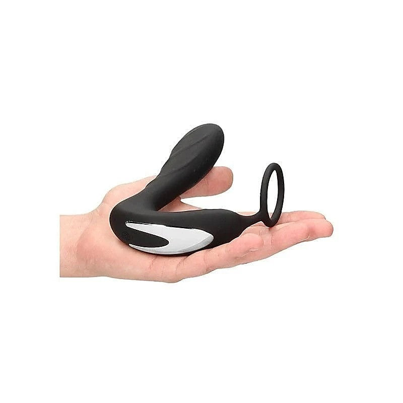 OUCH! E-stim & Vibrating Butt Plug With Cock Ring - Butt Plugs