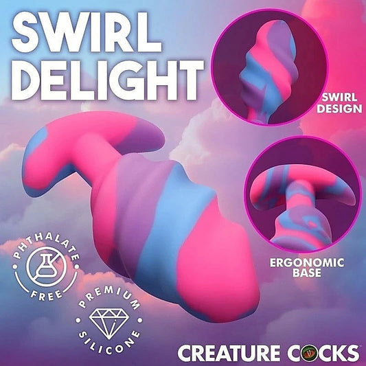 Creature Cocks Unicorn Swirl Silicone Butt Plug Large - Butt Plugs
