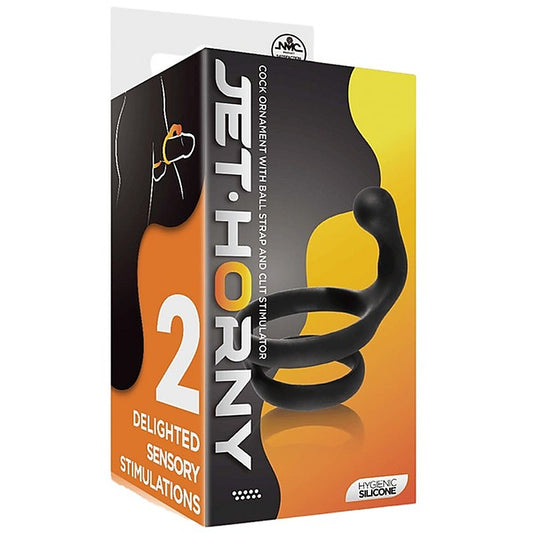 Excellent Power Cock Ring with Clitoral Stimulator Black - Stretchy Cock Rings