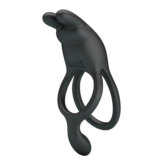 Pretty Love Rechargeable Seth Cock Ring Black - Vibrating Cock Rings