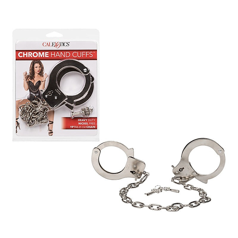 BDSM Play Chrome Hand Cuffs by California Exotics - Cuffs And Restraints
