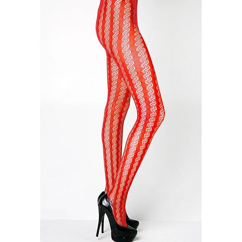 Killer Legs Stella Elyse Coiled Lines Fishnet Tights OS - Fishnet and Thigh Highs