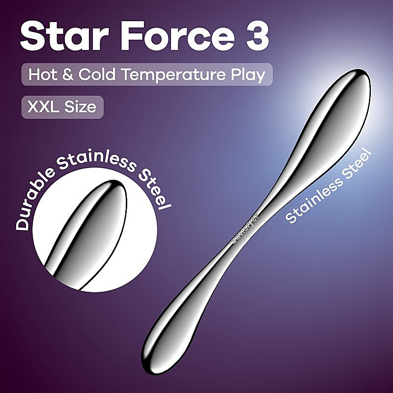 Star Force 3 Heavy Weighted Metal Dildo by Satisfyer - Steel Sex Toys