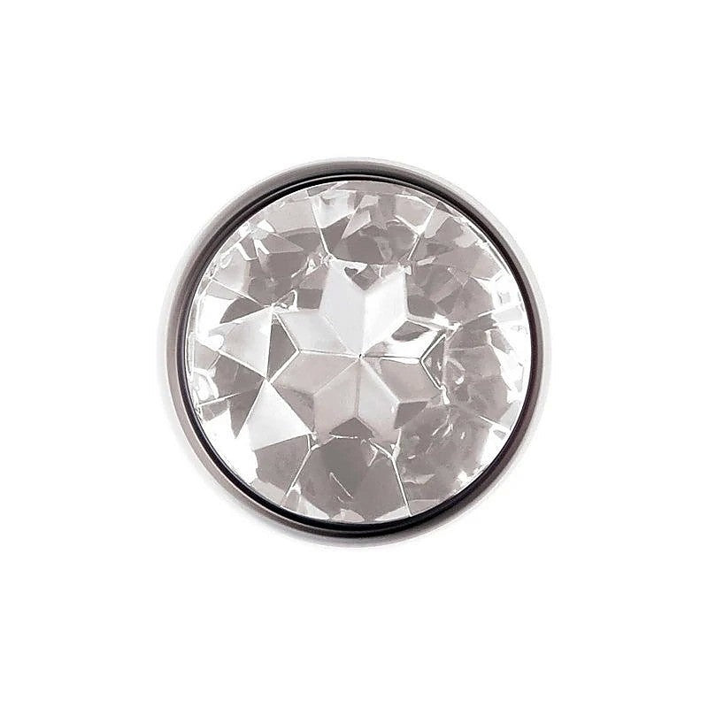 Adam & Eve Clear Gem Base Metal Anal Plug Medium - Butt Plugs
