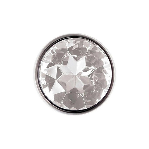 Adam & Eve Clear Gem Base Metal Anal Plug Medium - Butt Plugs
