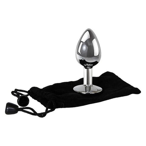 Adam & Eve Clear Gem Base Metal Anal Plug Medium - Butt Plugs