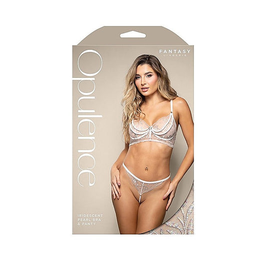 Fantasy Lingerie OPULENCE Iridescent Pearl Bra & Panty White - Bras and Bra Sets