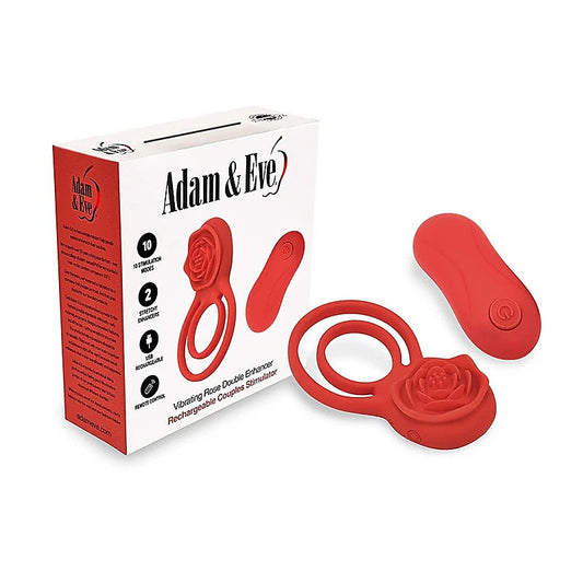 Double Ring Vibrating Rose Cock Ring by Adam & Eve - Vibrating Cock Rings