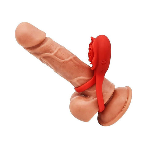 Double Ring Vibrating Rose Cock Ring by Adam & Eve - Vibrating Cock Rings