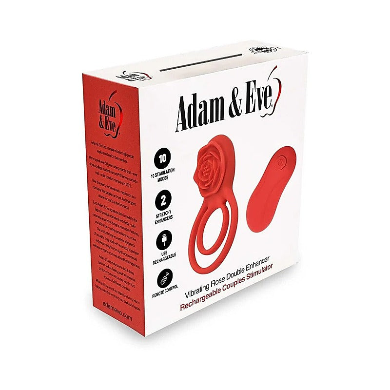 Double Ring Vibrating Rose Cock Ring by Adam & Eve - Vibrating Cock Rings
