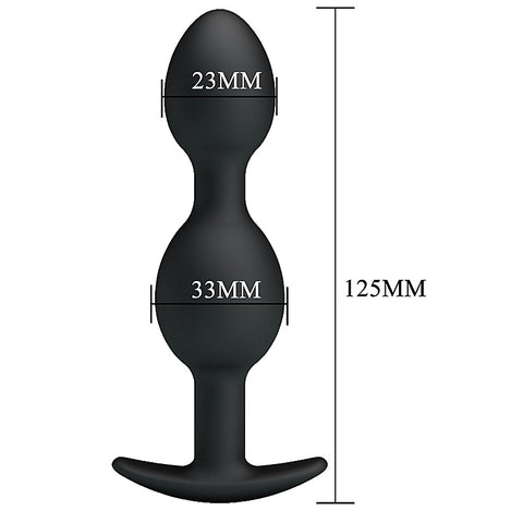 Pretty Love Silicone Anal Balls Butt Plug Black - Butt Plugs