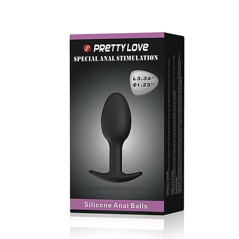 Pretty Love Silicone Anal Balls Butt Plug Black - Butt Plugs