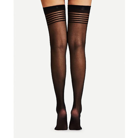 Sheer Thigh Highs With Band Top by Love In Leather - Fishnet and Thigh Highs