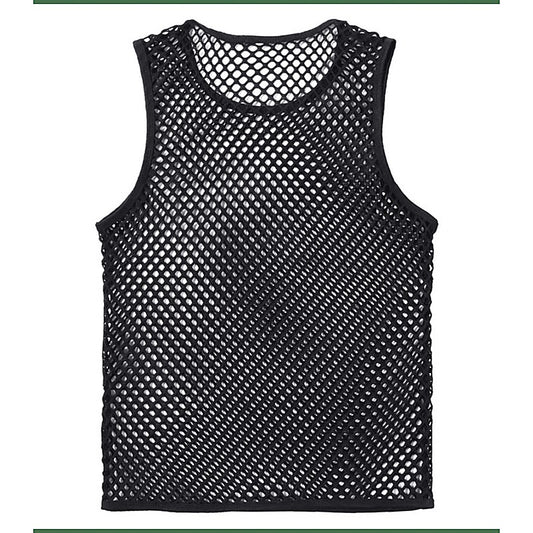 Love In Leather Mens Mesh Singlet with Black Binding - Mens Briefs And Boxers