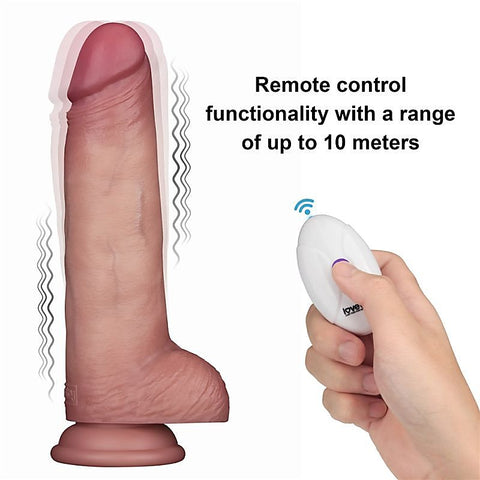 Vibrating Sliding Skin Pro II Silicone Dong by Lovetoy - Vibrating Dildos