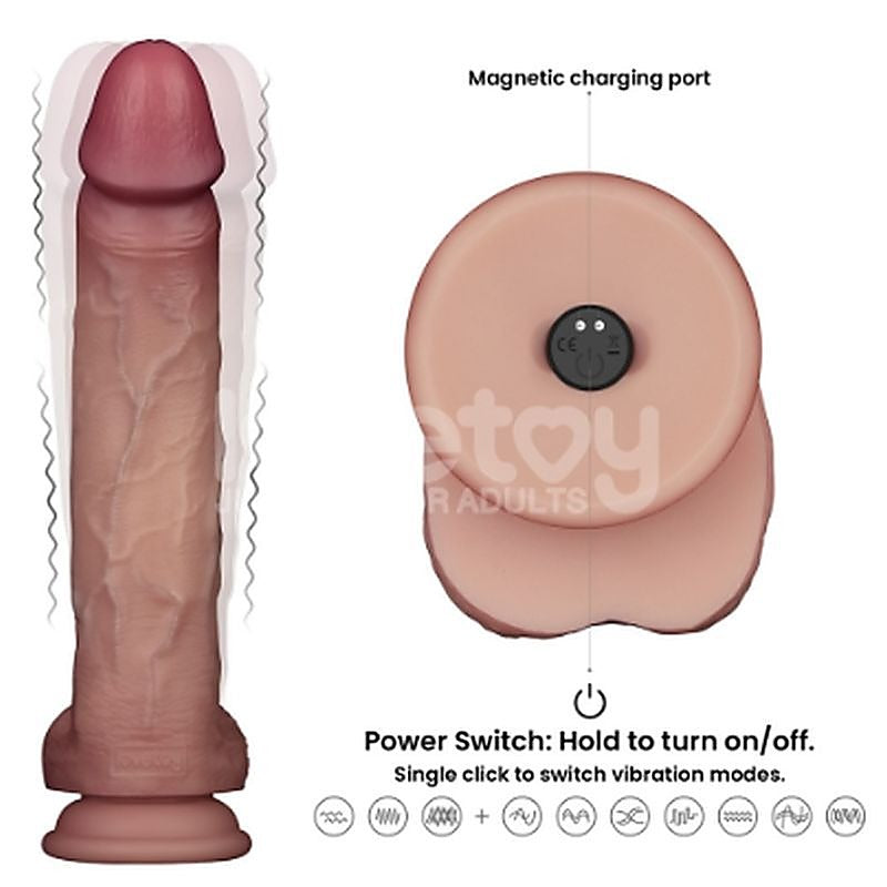 Vibrating Sliding Skin Pro II Silicone Dong by Lovetoy - Vibrating Dildos