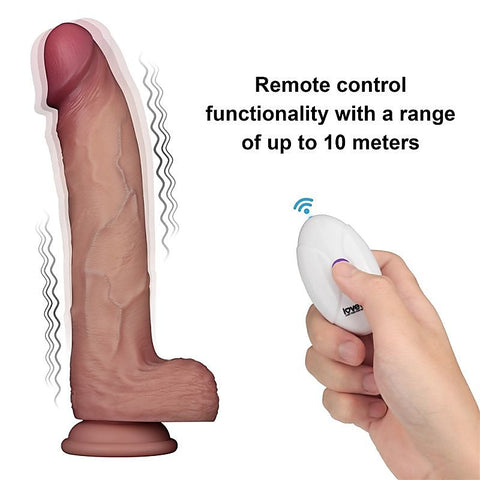 Vibrating Sliding Skin Pro II Silicone Dong by Lovetoy - Vibrating Dildos