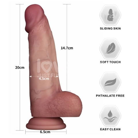 7.5" Dual Layer Silicone Dong by Lovetoy - Realistic Dildos