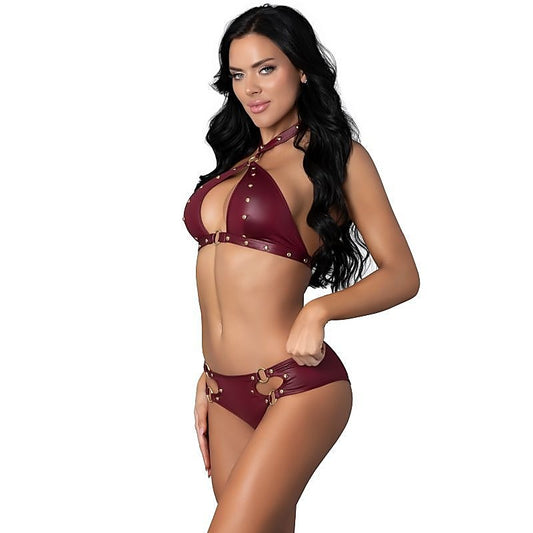 Exposed Lingerie Juno Burgundy Jewel Two Piece Set - Her Fetish