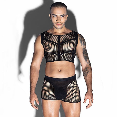 Love In Leather Mens Sleeveless Top & Trunks Set - Mens Briefs And Boxers
