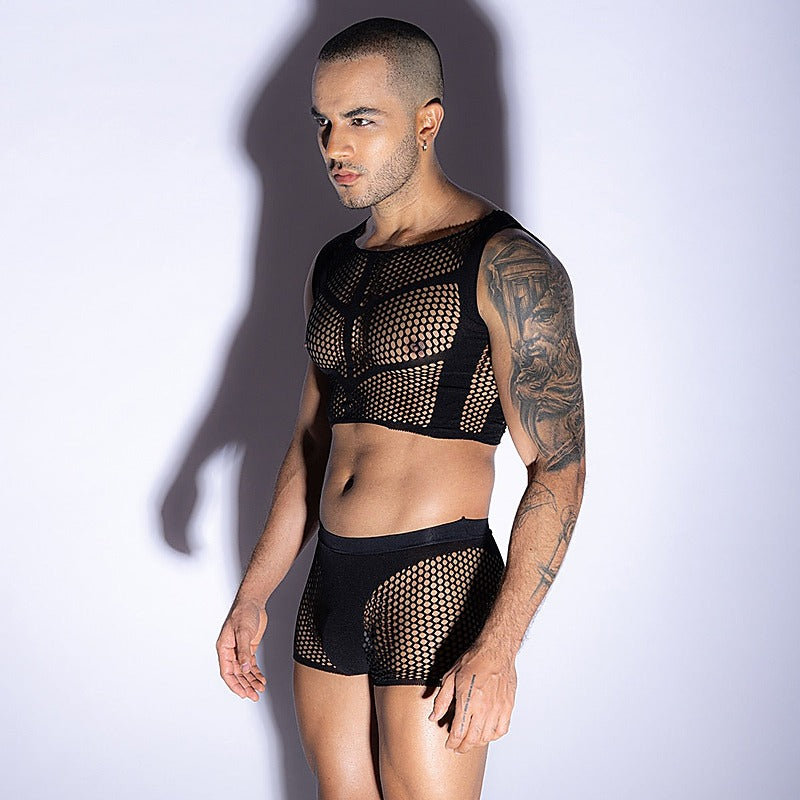 Love In Leather Mens Sleeveless Top & Trunks Set - Mens Briefs And Boxers