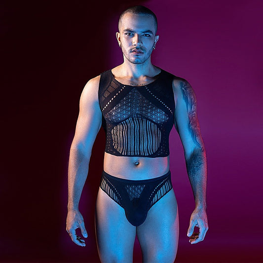 Love In Leather Mens Sleeveless Top & Briefs Set - Mens Briefs And Boxers
