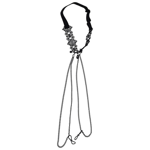 Lace Collar with Nipple Ties by Sportsheets - Collars and Leads
