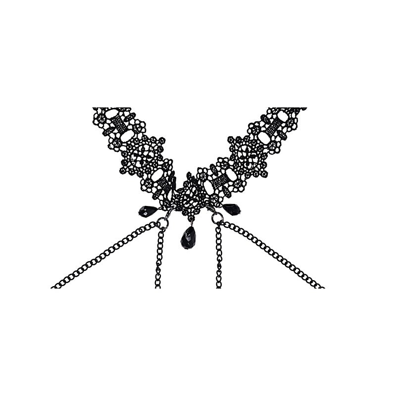 Lace Collar with Nipple Ties by Sportsheets - Collars and Leads