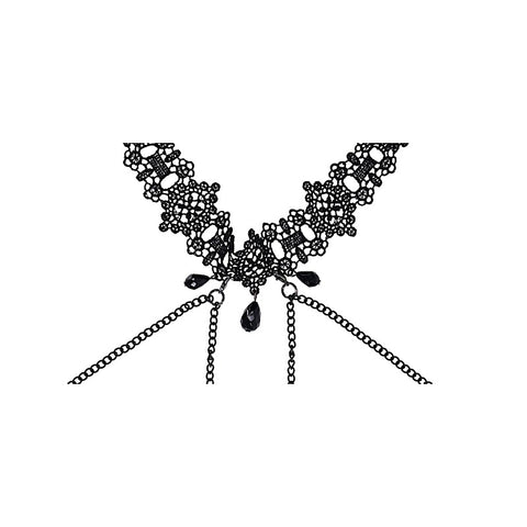 Lace Collar with Nipple Ties by Sportsheets - Collars and Leads