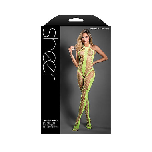 Fantasy Lingerie Sheer Unstoppable Crotchless Bodystocking OS - Body Stockings