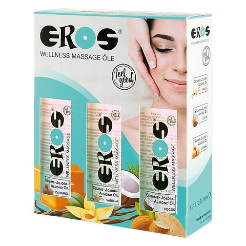 Eros Three Pack Vanilla Caramel and Cocos Wellness Massage - Massage Oils and Lubricants