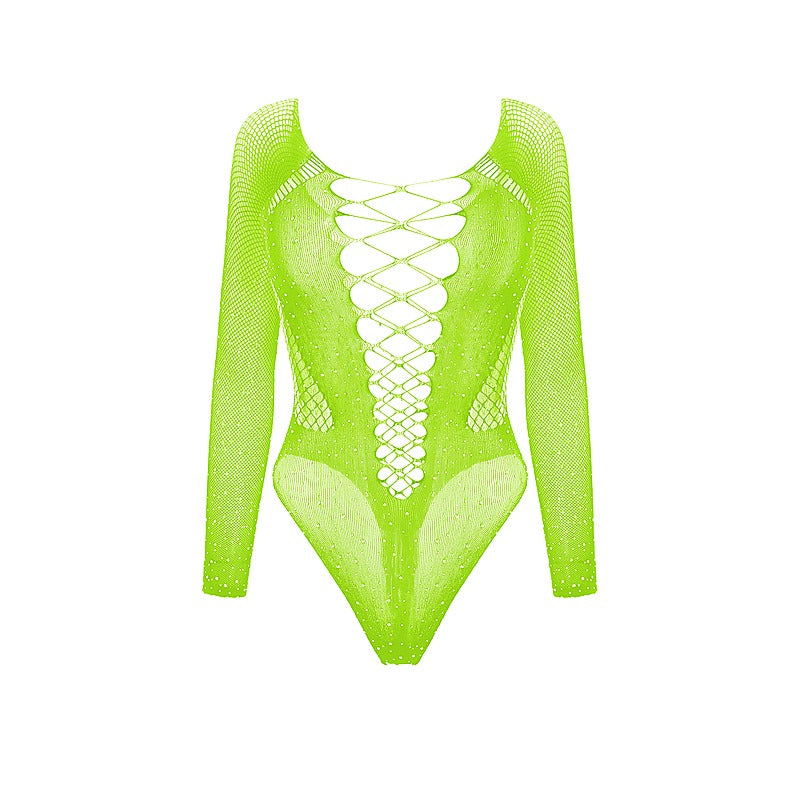 Love In Leather Rhinestone Sexy Womens Bodysuit - Teddies and Bodysuits