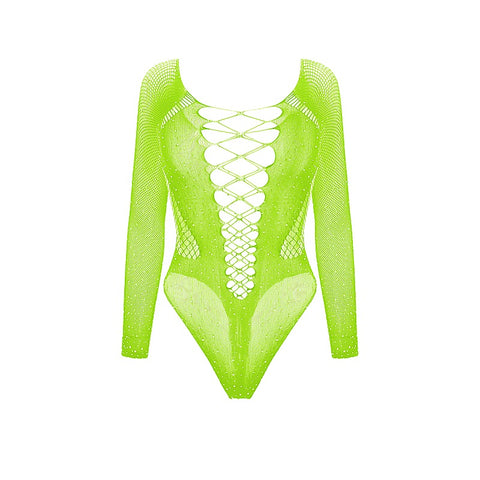 Love In Leather Rhinestone Sexy Womens Bodysuit - Teddies and Bodysuits