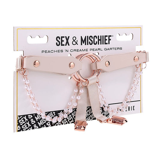 Sportsheets Sex and Mischief Peaches n CreaMe Pearl Garters - Cuffs And Restraints
