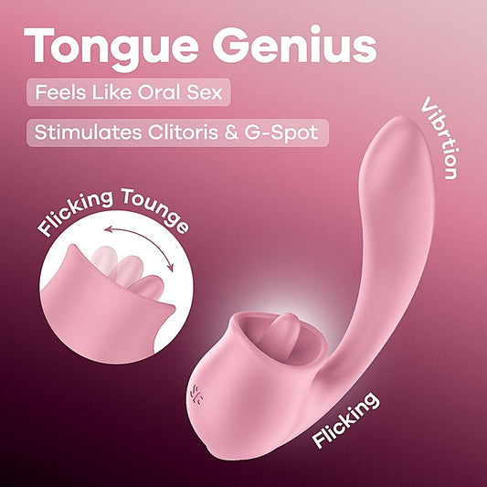 Satisfyer Tongue Genius Vibrator with Clit Stimulator - Clit Ticklers and Pulsators