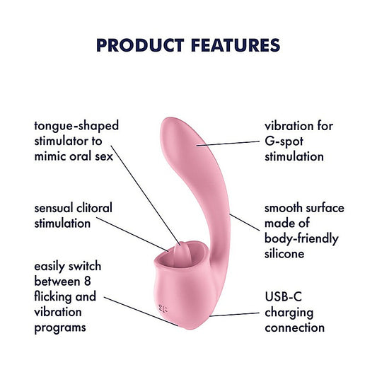 Satisfyer Tongue Genius Vibrator with Clit Stimulator - Clit Ticklers and Pulsators