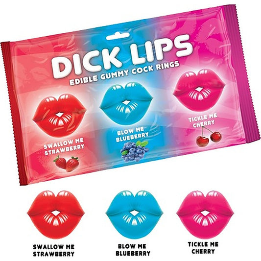Hott Products Dick Lips Gummy Cock Rings 3 Pack - Party Gifts and Novelties