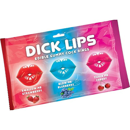 Hott Products Dick Lips Gummy Cock Rings 3 Pack - Party Gifts and Novelties