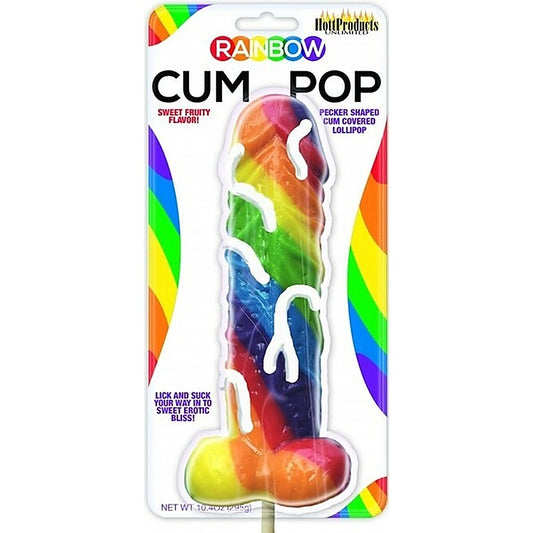 Hott Products Pecker Shaped Cum Covered Rainbow Lollipop - Party Gifts and Novelties