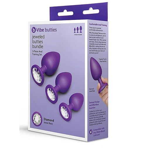 b-Vibe Jewel Butties 3 Piece Anal Training Set - Butt Plugs