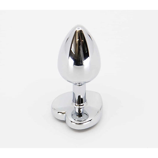 Love In Leather Metal Butt Plug With Heart Gem Large - Butt Plugs