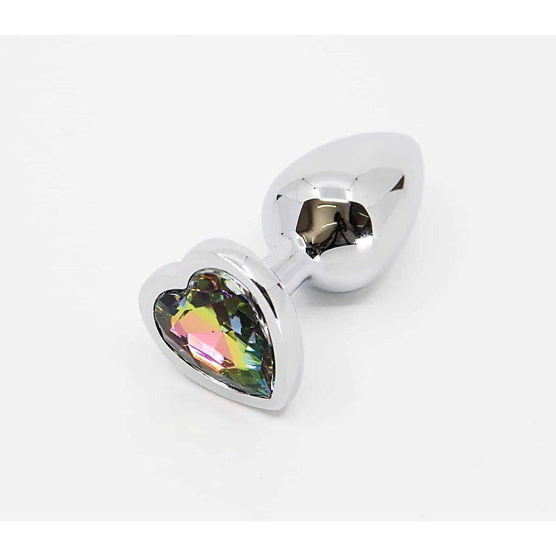 Butt Plug with Heart Gem Pride/Rainbow by Love In Leather - Butt Plugs