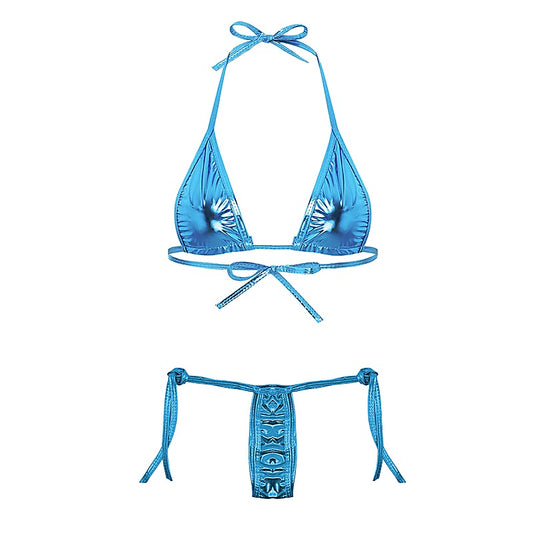 Love In Leather Sexy Metalling Micro Womens Bikini OS - G-Strings, Panties and Shorts