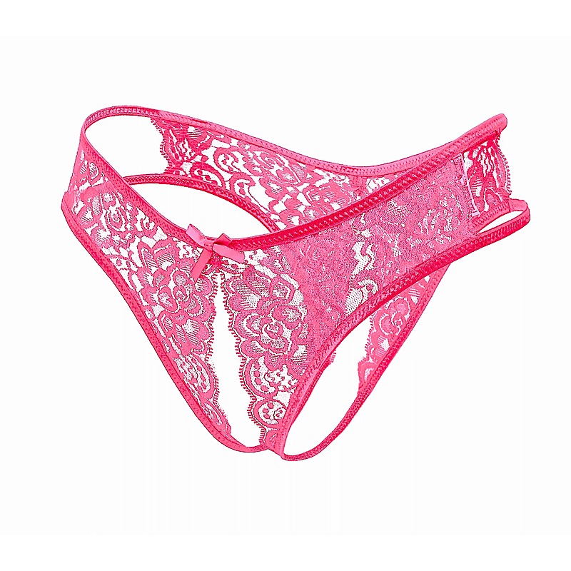 Full Lace Crotchless Lace Panties Hot Pink - G-Strings, Panties and Shorts