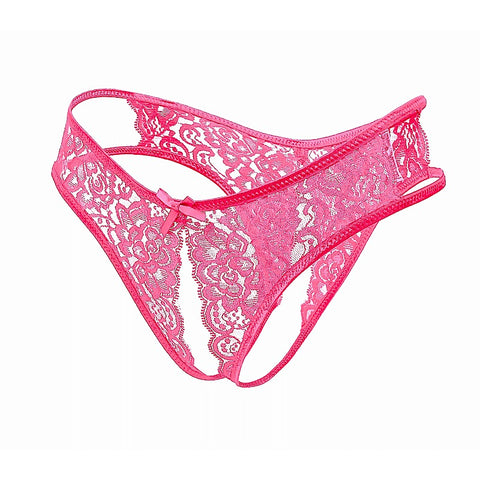 Full Lace Crotchless Lace Panties Hot Pink - G-Strings, Panties and Shorts