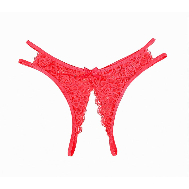 Full Lace Crotchless Lace Panties Red by Love In Leather - G-Strings, Panties and Shorts