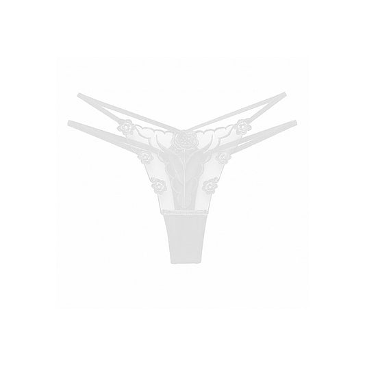 Love In Leather Womens Embroidered G-String Panties White - G-Strings, Panties and Shorts