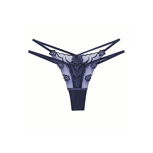 Love In Leather Womens Embroidered G-String Panties Dusk - G-Strings, Panties and Shorts
