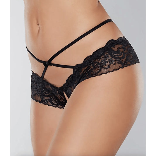 Love In Leather Womens Crotchless Panties OS - G-Strings, Panties and Shorts