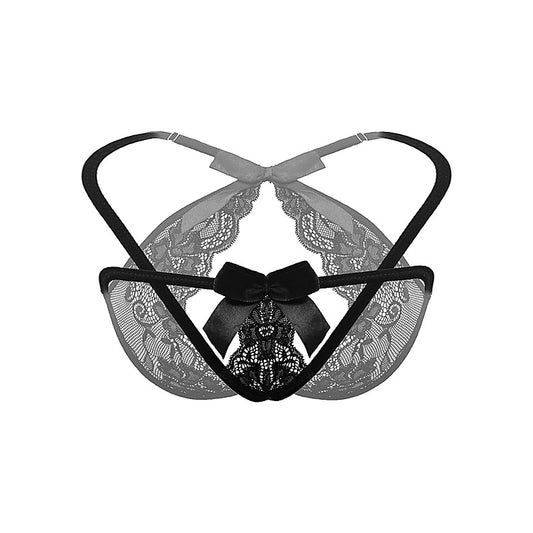Love In Leather Crotchless Panties With Adjustable Slider OS - G-Strings, Panties and Shorts